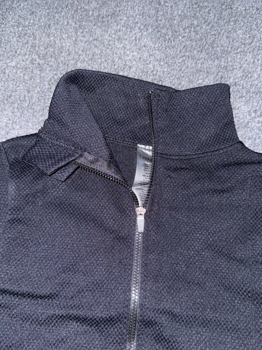 NEW Love Poem Black Cropped Active Jacket Womens Medium Zip Thumbholes Athletic - Picture 4 of 7